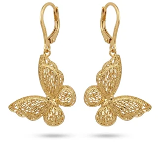 گوشواره طلا آویز طرح پروانه مشبک