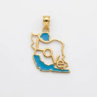 پلاک طلا طرح نقشه ایران طرح LOVE