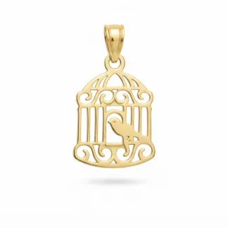 آویز طلای سبک طرح مرغ عشق و قفس